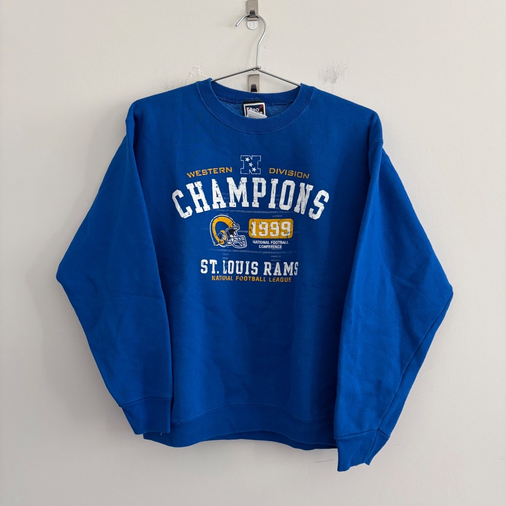 Pro Player St Louis Rams 1999 Western Division Champions Blue Sweatshirt Medium